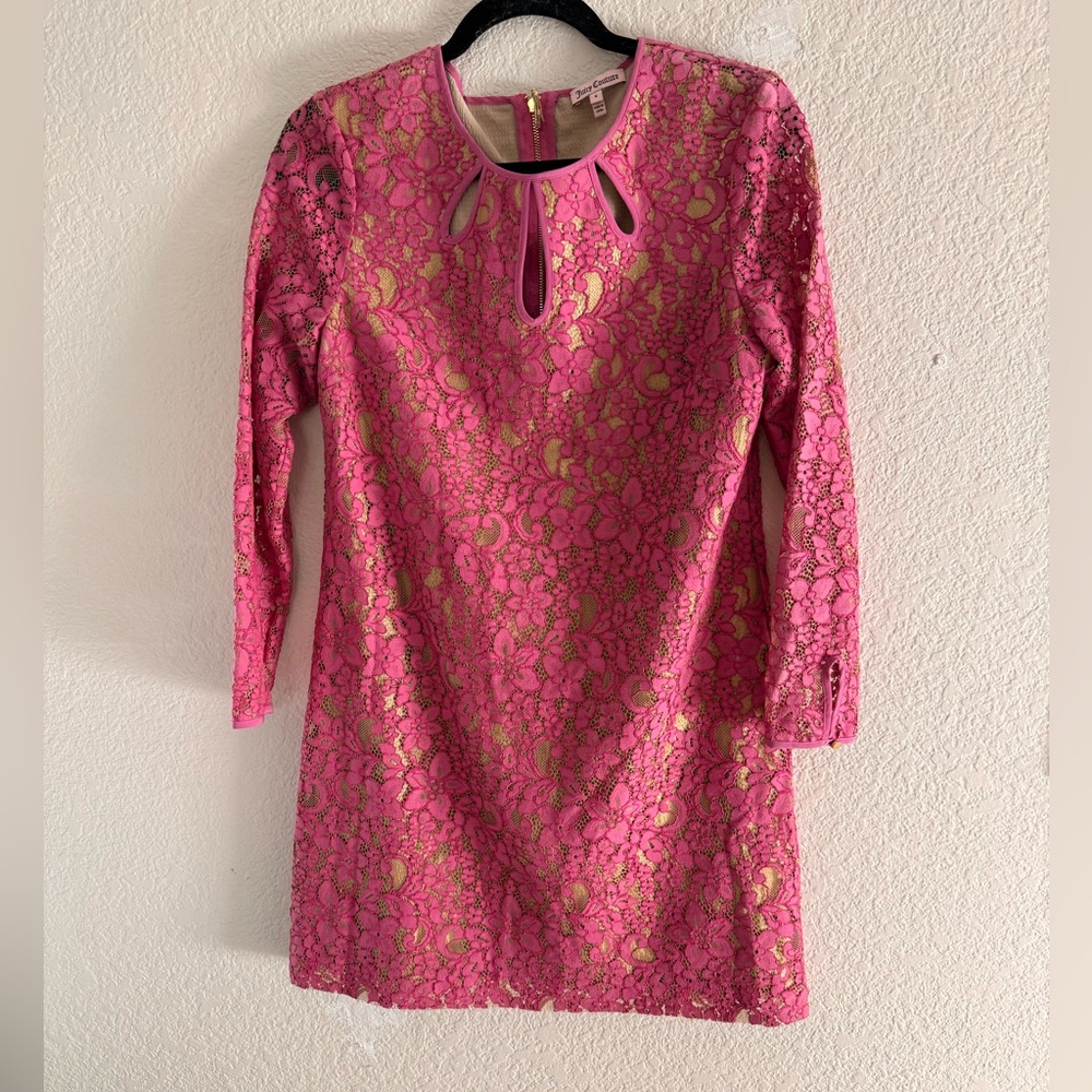 Juicy couture pink lace mini dress